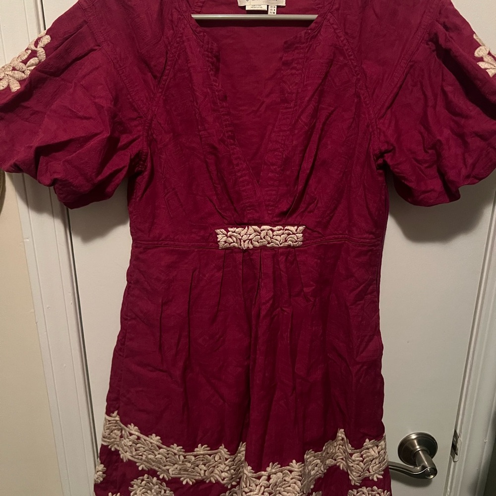 Anthropologie Magenta Dress with lace details